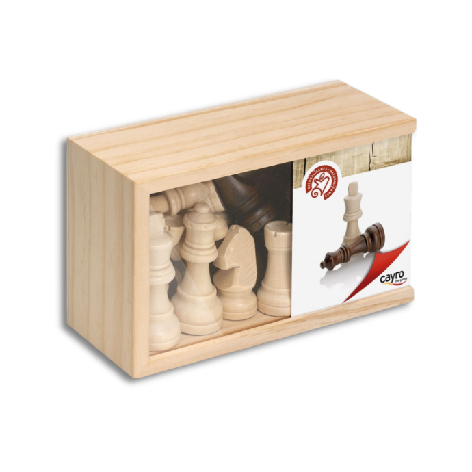 WOODEN CHESS ACC. BIG WITH GLASS COVER