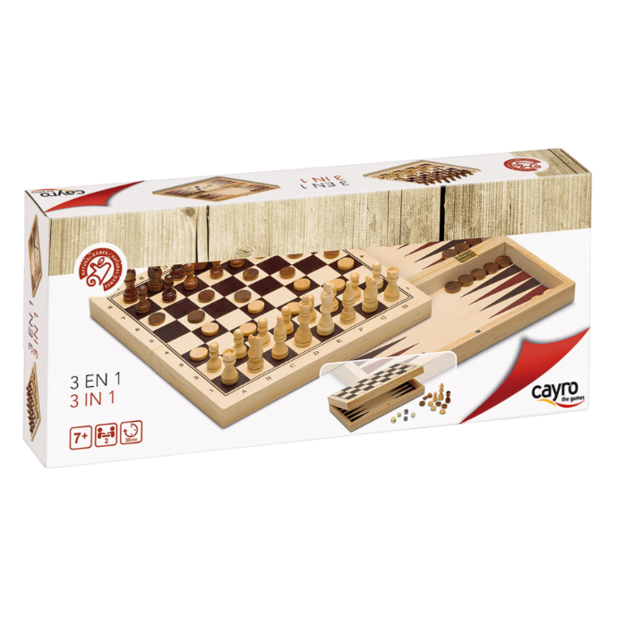 SET 3 GAMES IN 1 (CHESS, DRAUGHTS & BACKGAMMON)