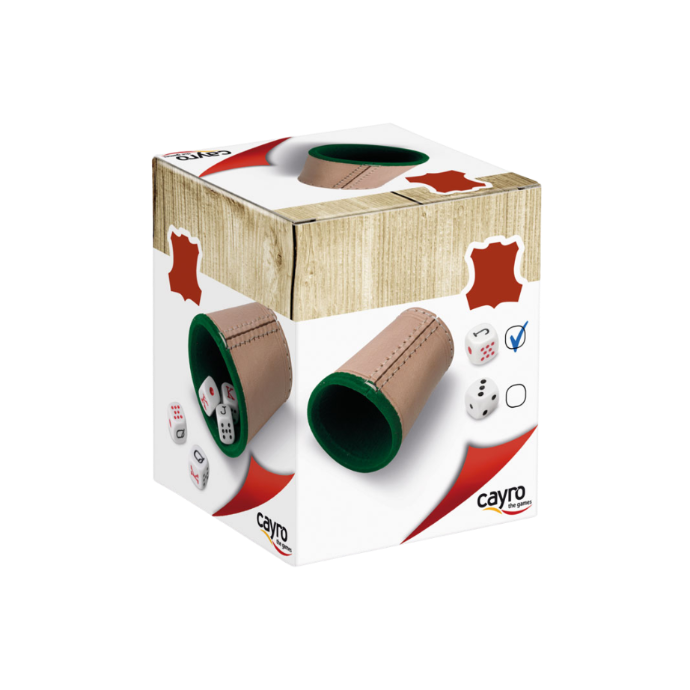 CAYRO LEATHER DICE CUP WITH POKER DICES