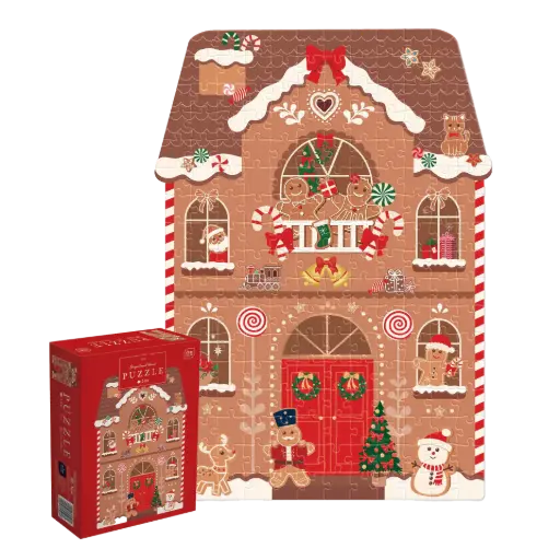 [04047] INTERDRUK - PUZZLE 200 - SHAPE CHRISTMAS GINGERBREAD HOUSE