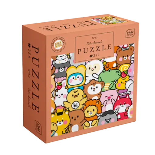 [04160] INTERDRUK - PUZZLE 250 - KIDS WITH STICKERS 12 CUTE ANIMALS